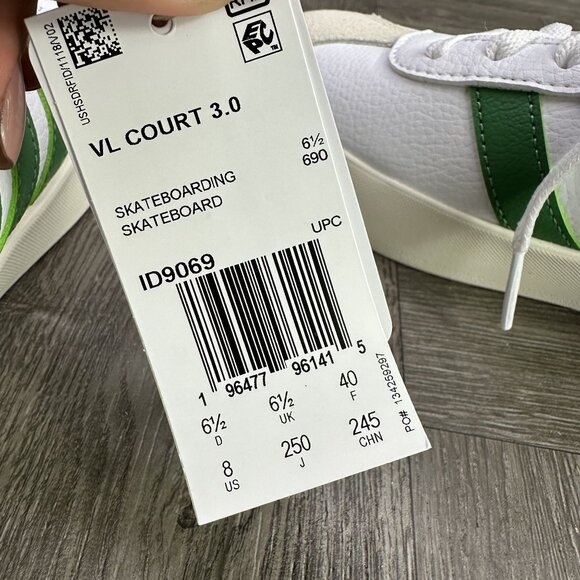 Adidas VL Court 3.0 Women's size 8 White Green Casual Shoes ID9069 - Picture 8 of 8